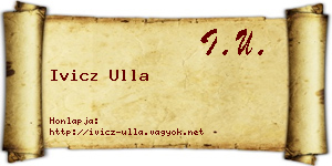 Ivicz Ulla névjegykártya